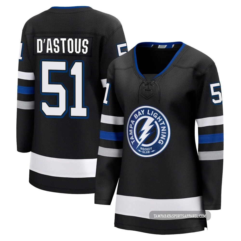 Charles-Edouard D'Astous ＃51 Tampa Bay Lightning Women's Black Premier Breakaway Alternate Jersey
