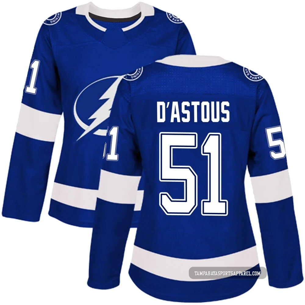 Charles-Edouard D'Astous ＃51 Tampa Bay Lightning Women's Blue Authentic Home Jersey