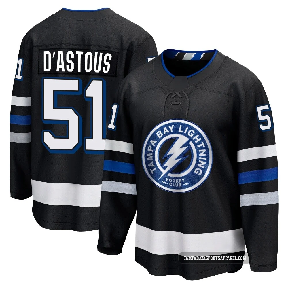 Charles-Edouard D'Astous ＃51 Tampa Bay Lightning Youth Black Premier Breakaway Alternate Jersey