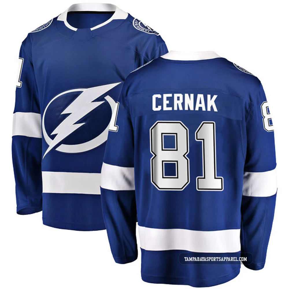 Erik Cernak ＃81 Tampa Bay Lightning Men's Blue Breakaway Home Jersey