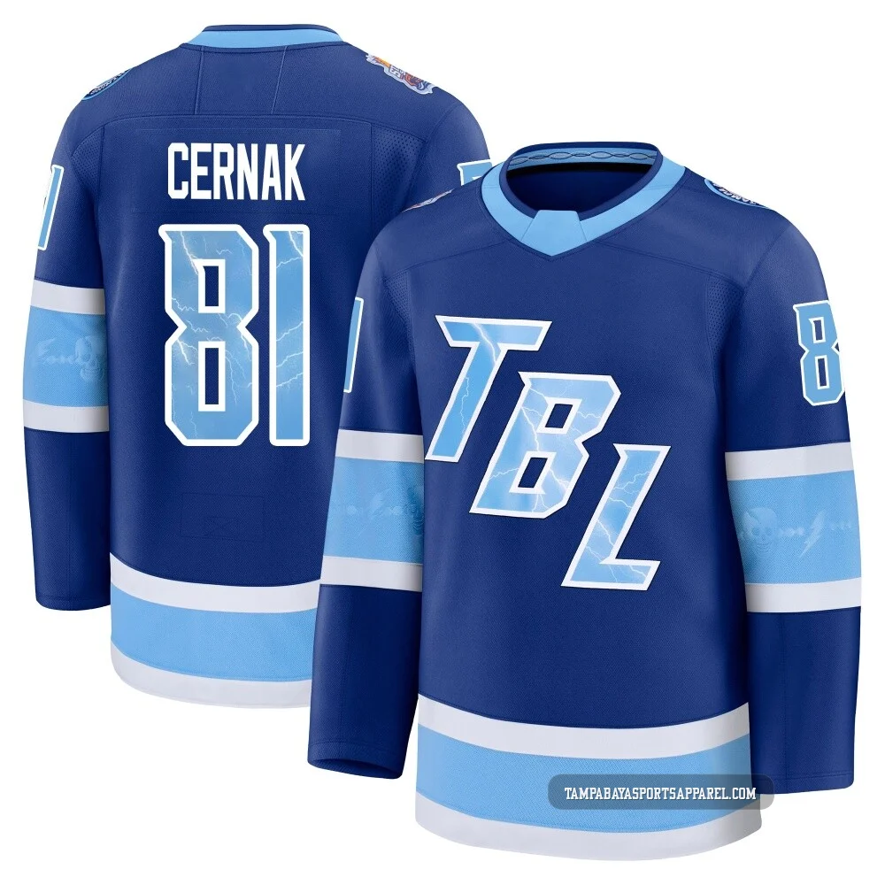 Erik Cernak ＃81 Tampa Bay Lightning Men's Blue Premium 2026 Stadium Series Jersey