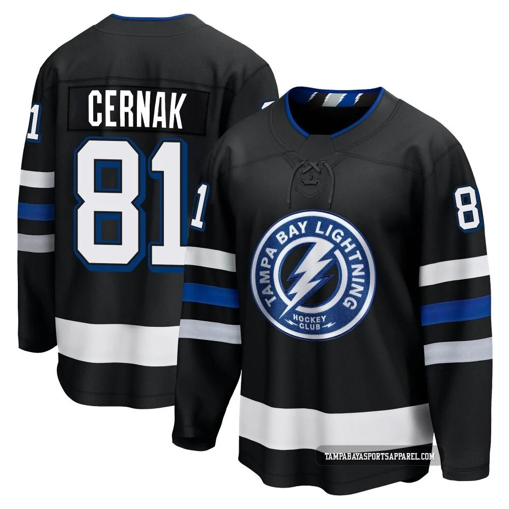 Erik Cernak ＃81 Tampa Bay Lightning Youth Black Premier Breakaway Alternate Jersey