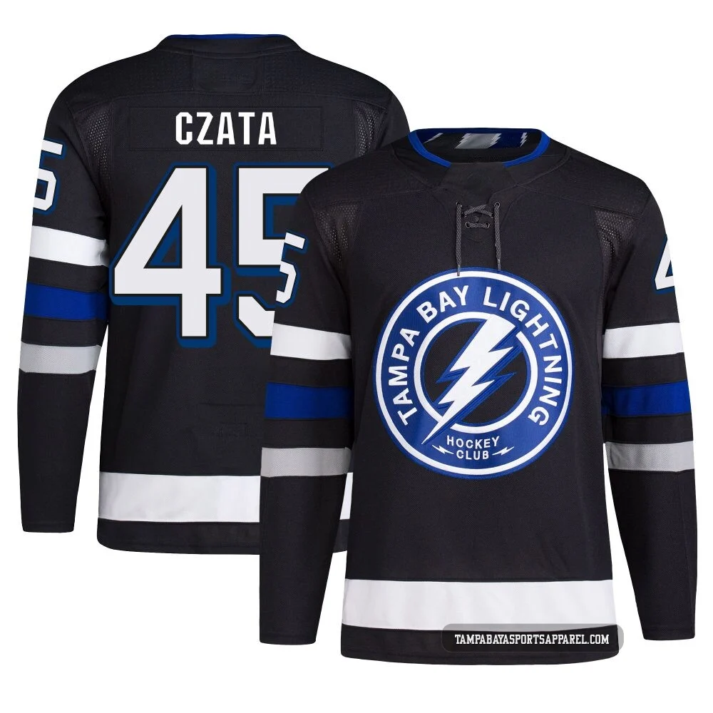 Ethan Czata ＃45 Tampa Bay Lightning Men's Black Authentic Alternate Primegreen Jersey