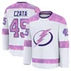 Ethan Czata ＃45 Tampa Bay Lightning Men's White 2024 Hockey Fights Cancer Practice Premium Jersey
