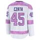 Ethan Czata ＃45 Tampa Bay Lightning Men's White 2024 Hockey Fights Cancer Practice Premium Jersey