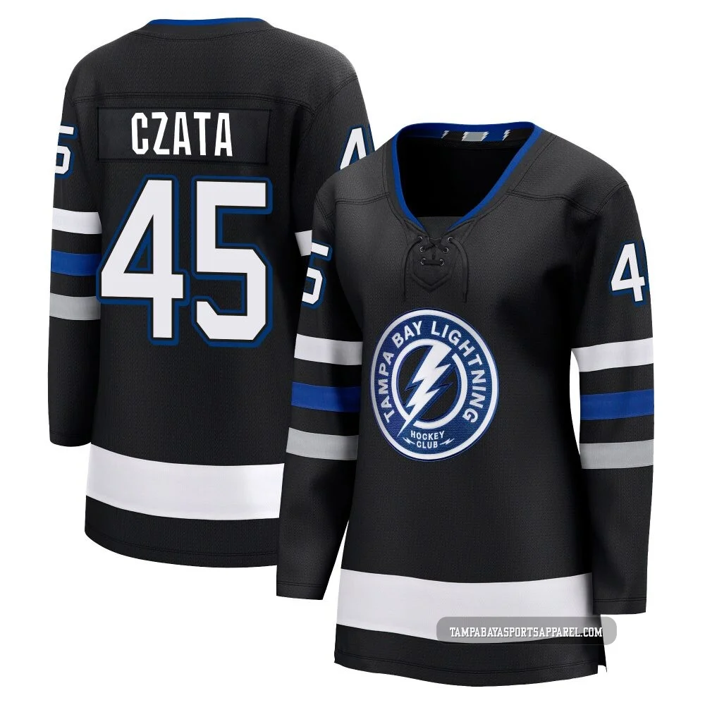 Ethan Czata ＃45 Tampa Bay Lightning Women's Black Premier Breakaway Alternate Jersey