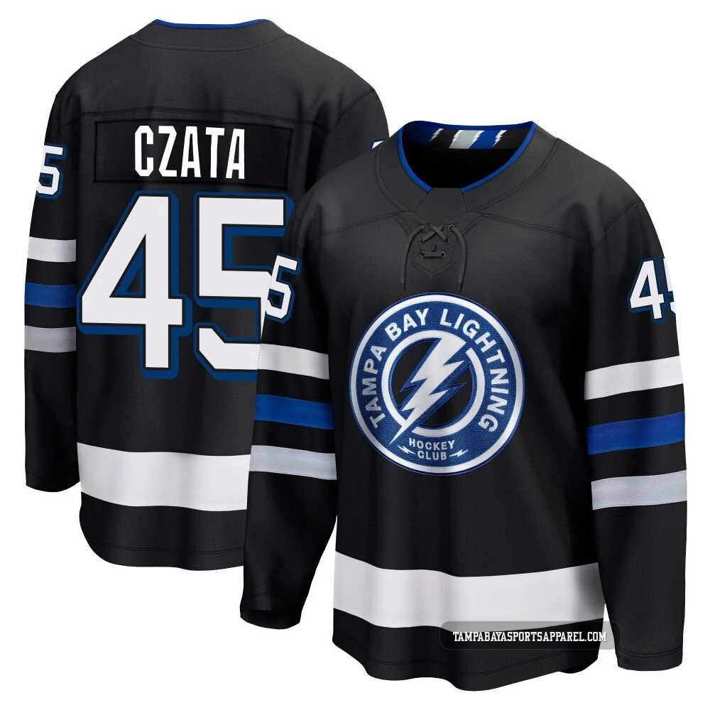 Ethan Czata ＃45 Tampa Bay Lightning Youth Black Premier Breakaway Alternate Jersey