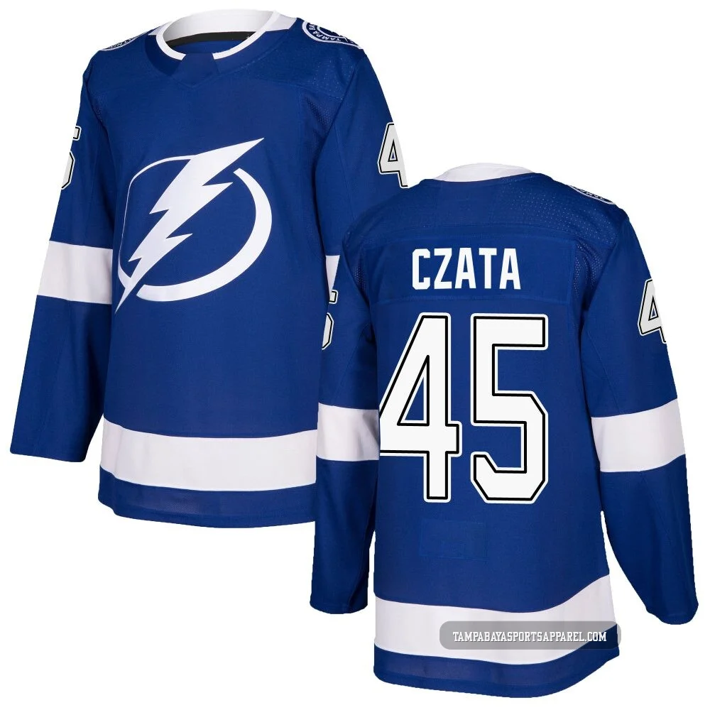 Ethan Czata ＃45 Tampa Bay Lightning Youth Blue Authentic Home Jersey