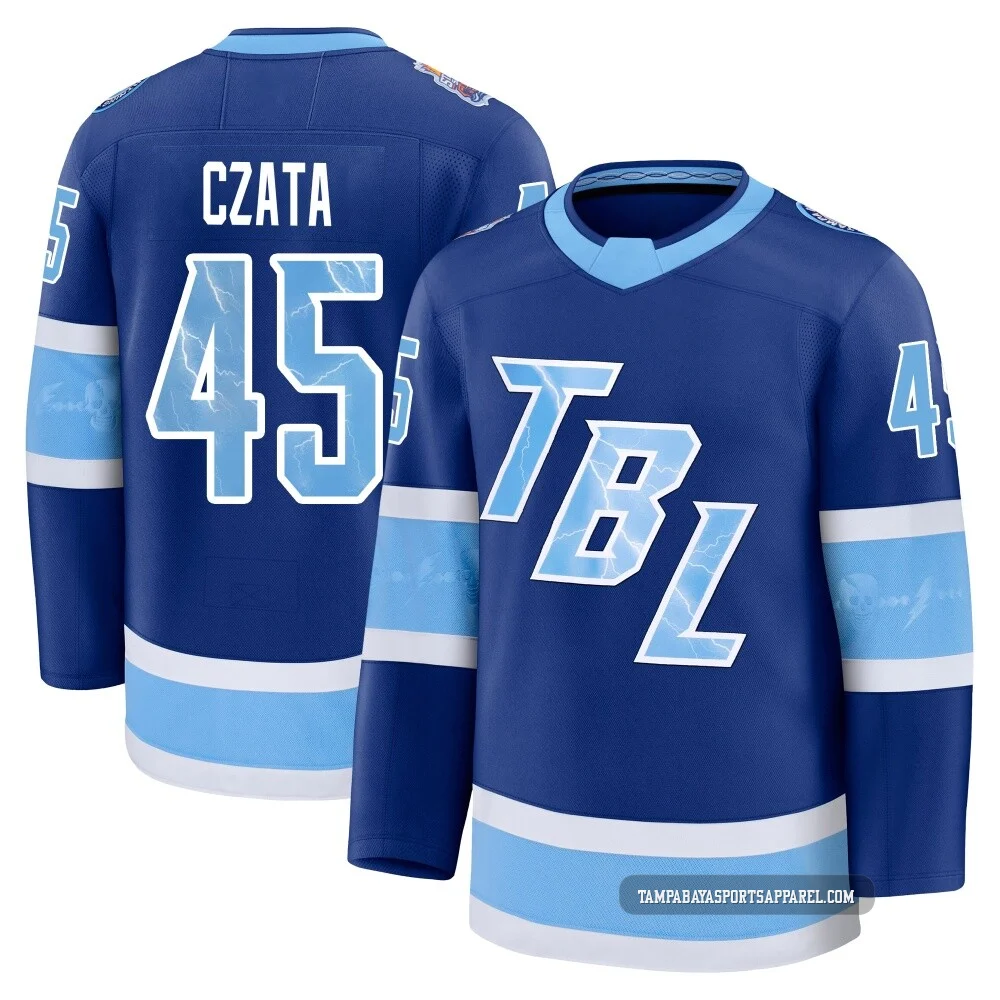 Ethan Czata ＃45 Tampa Bay Lightning Youth Blue Premium 2026 Stadium Series Jersey