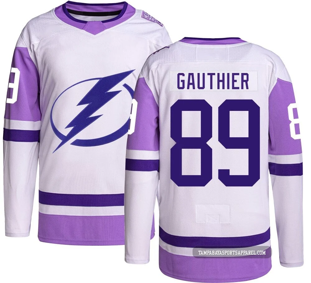 Ethan Gauthier ＃89 Tampa Bay Lightning Men's Authentic Hockey Fights Cancer Jersey