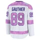 Ethan Gauthier ＃89 Tampa Bay Lightning Youth White 2024 Hockey Fights Cancer Practice Premium Jersey