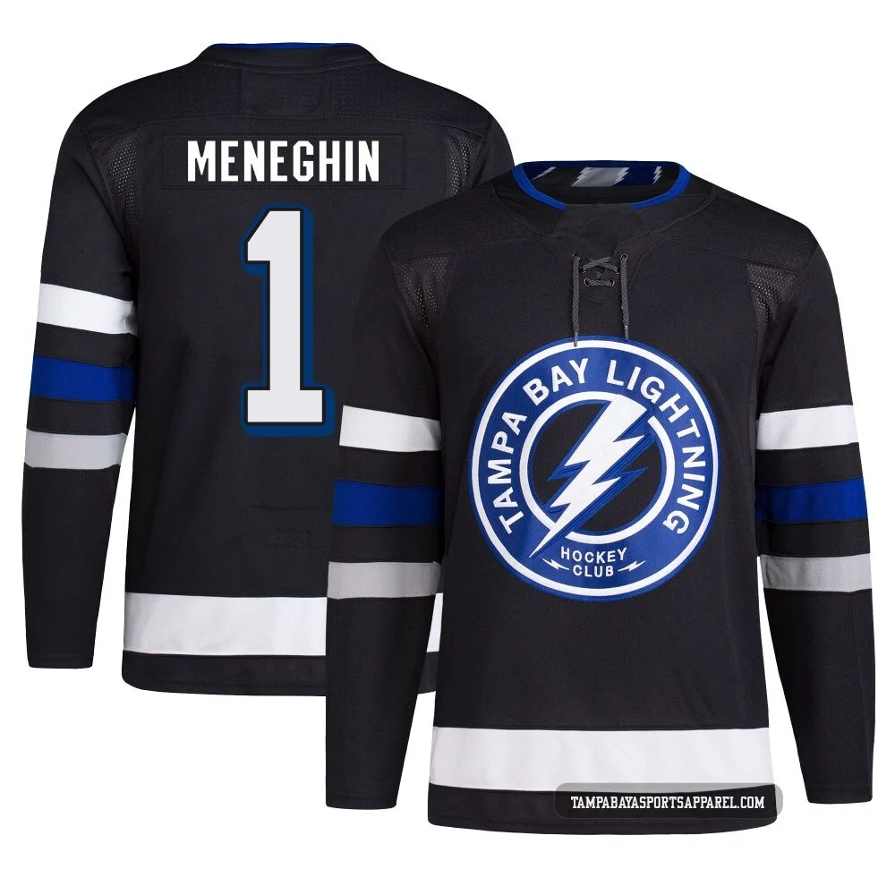 Harrison Meneghin ＃1 Tampa Bay Lightning Men's Black Authentic Alternate Primegreen Jersey