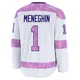 Harrison Meneghin ＃1 Tampa Bay Lightning Men's White 2024 Hockey Fights Cancer Practice Premium Jersey