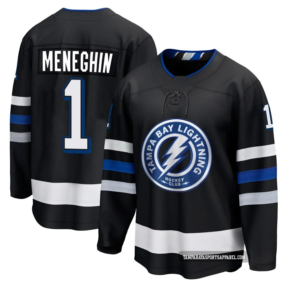 Harrison Meneghin ＃1 Tampa Bay Lightning Youth Black Premier Breakaway Alternate Jersey
