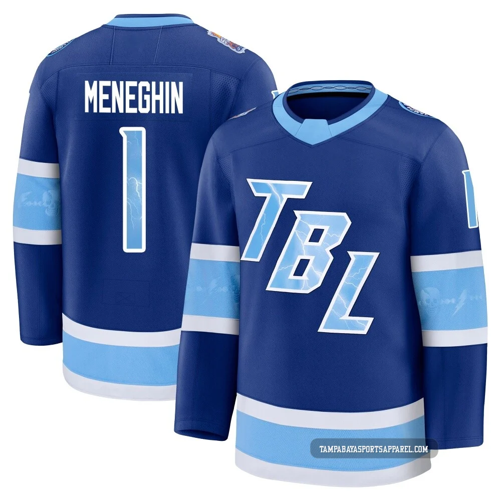 Harrison Meneghin ＃1 Tampa Bay Lightning Youth Blue Premium 2026 Stadium Series Jersey