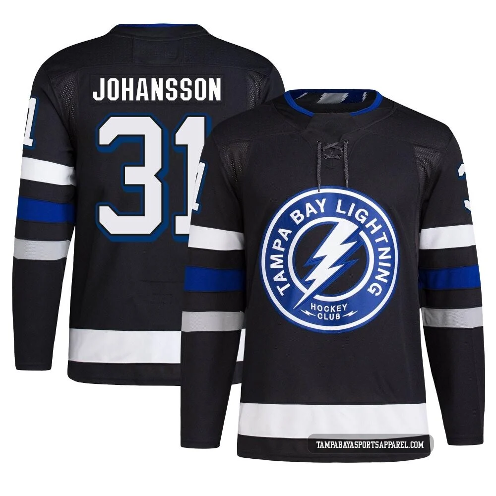 Jonas Johansson ＃31 Tampa Bay Lightning Men's Black Authentic Alternate Primegreen Jersey