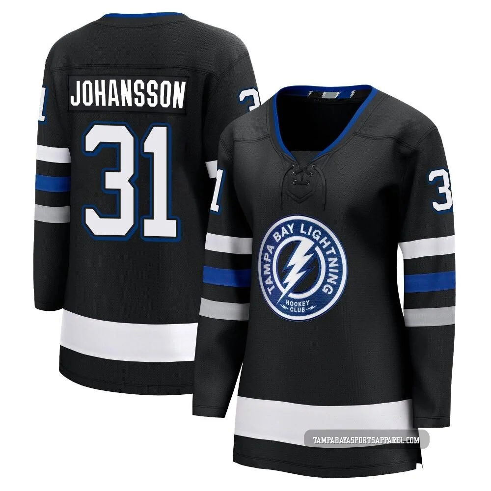 Jonas Johansson ＃31 Tampa Bay Lightning Women's Black Premier Breakaway Alternate Jersey