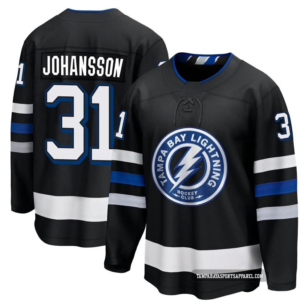 Jonas Johansson ＃31 Tampa Bay Lightning Youth Black Premier Breakaway Alternate Jersey