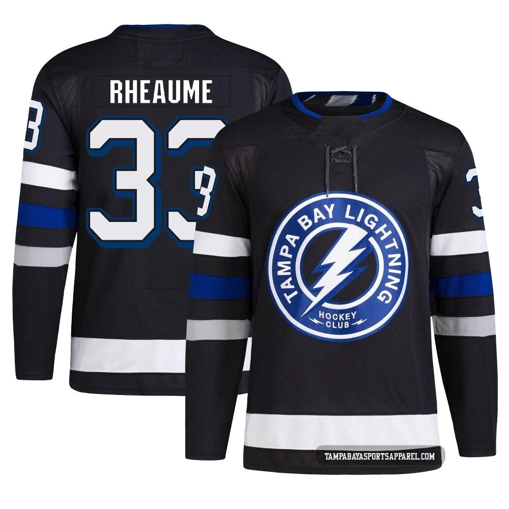 Manon Rheaume ＃33 Tampa Bay Lightning Men's Black Authentic Alternate Primegreen Jersey