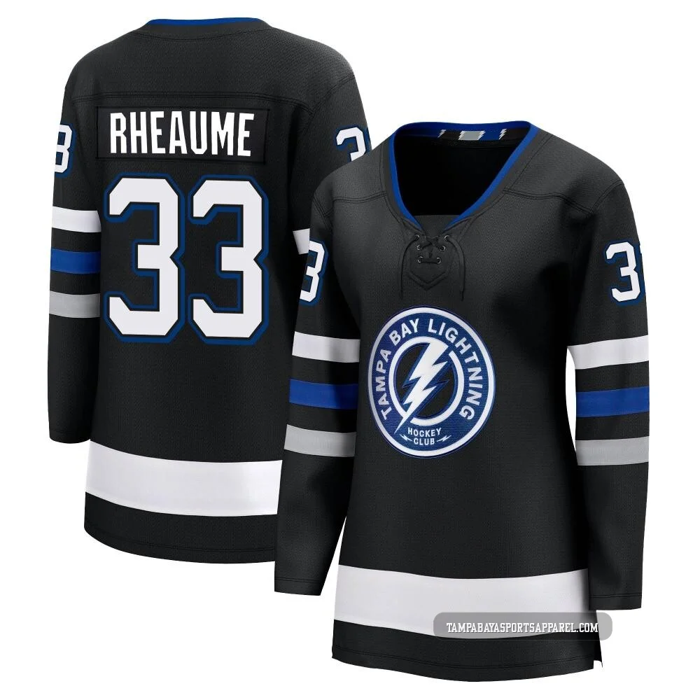 Manon Rheaume ＃33 Tampa Bay Lightning Women's Black Premier Breakaway Alternate Jersey