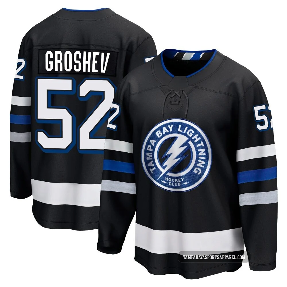 Maxim Groshev ＃52 Tampa Bay Lightning Youth Black Premier Breakaway Alternate Jersey