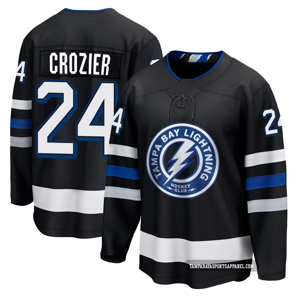 Maxwell Crozier ＃24 Tampa Bay Lightning Youth Black Premier Breakaway Alternate Jersey