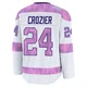 Maxwell Crozier ＃24 Tampa Bay Lightning Youth White 2024 Hockey Fights Cancer Practice Premium Jersey