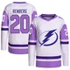 Mikael Renberg ＃20 Tampa Bay Lightning Men's White/Purple Authentic Hockey Fights Cancer Primegreen Jersey