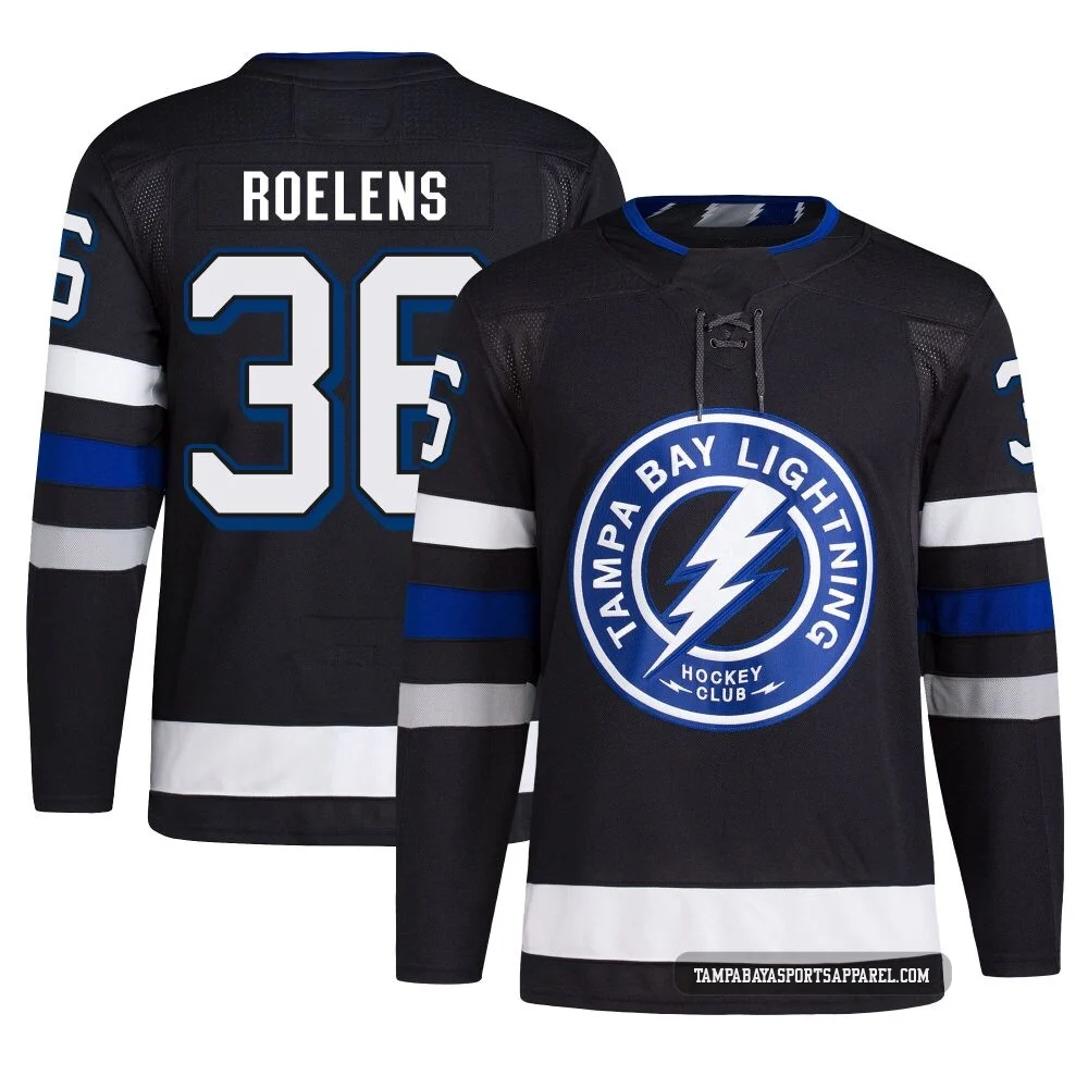 Milo Roelens ＃36 Tampa Bay Lightning Men's Black Authentic Alternate Primegreen Jersey