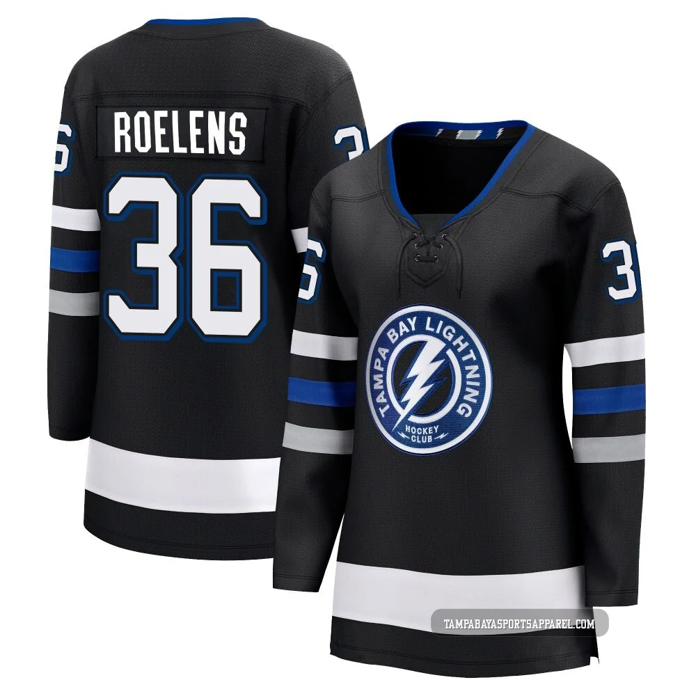 Milo Roelens ＃36 Tampa Bay Lightning Women's Black Premier Breakaway Alternate Jersey