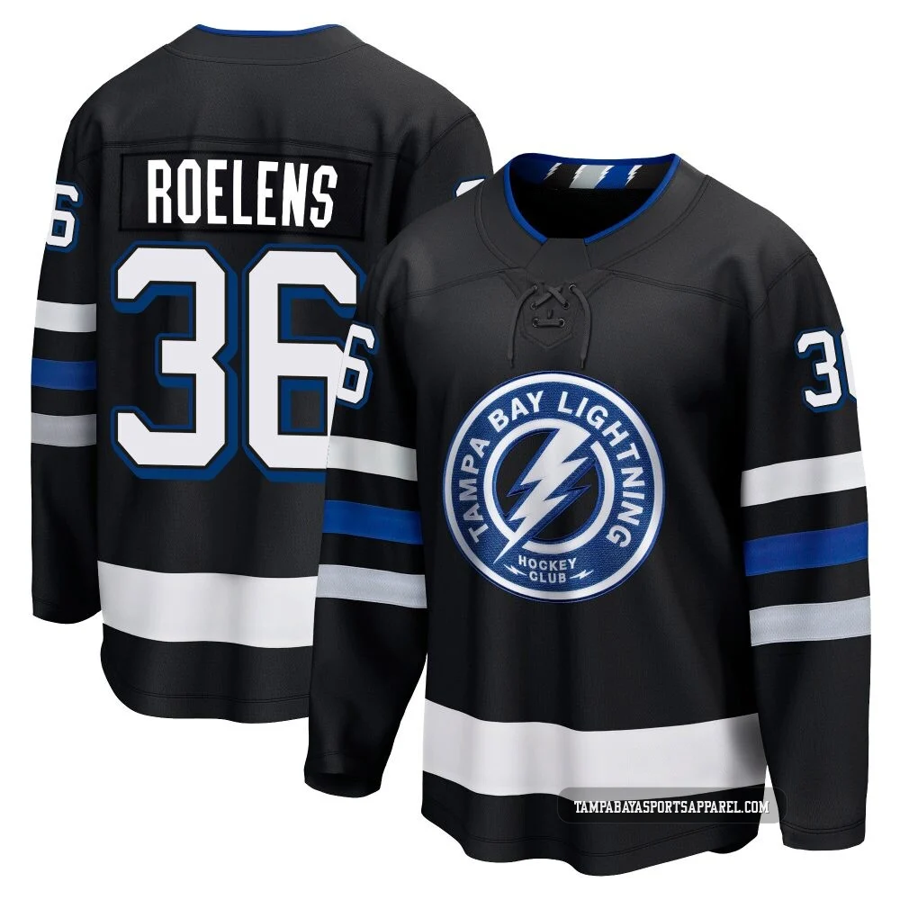 Milo Roelens ＃36 Tampa Bay Lightning Youth Black Premier Breakaway Alternate Jersey