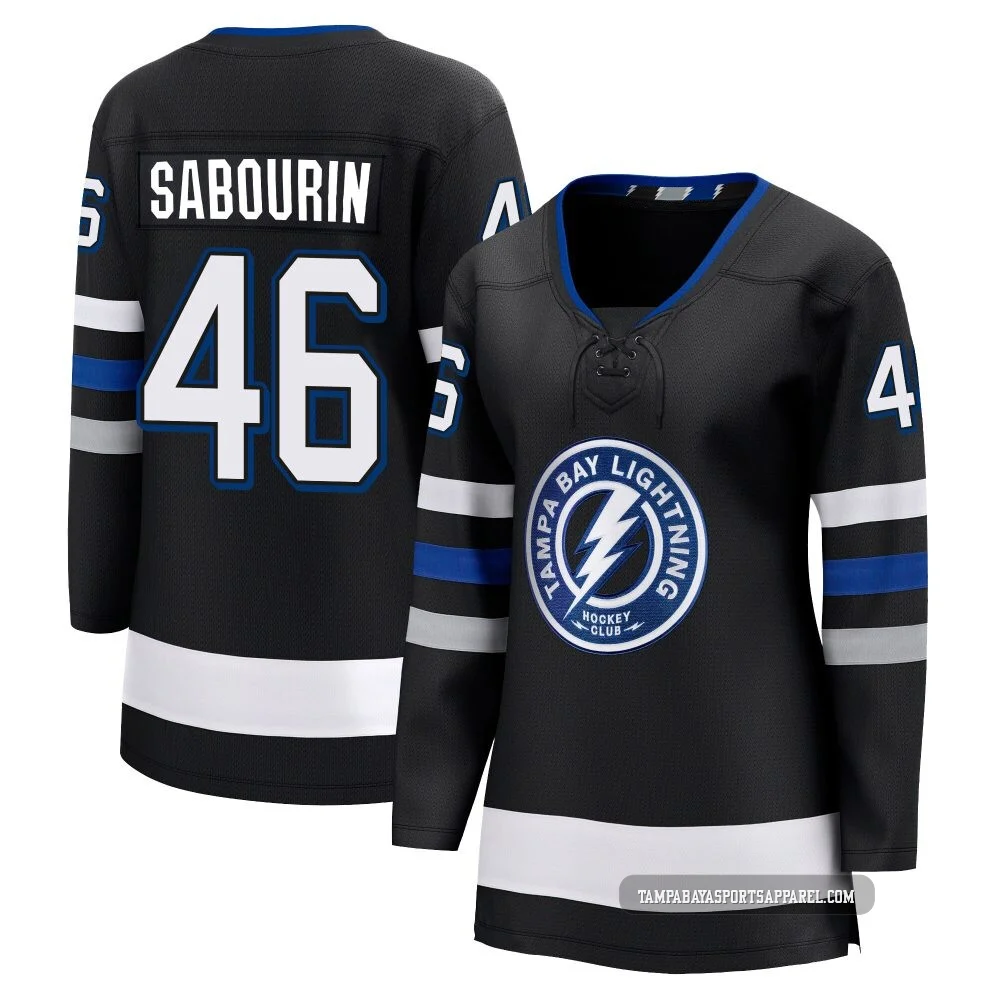 Scott Sabourin ＃46 Tampa Bay Lightning Women's Black Premier Breakaway Alternate Jersey