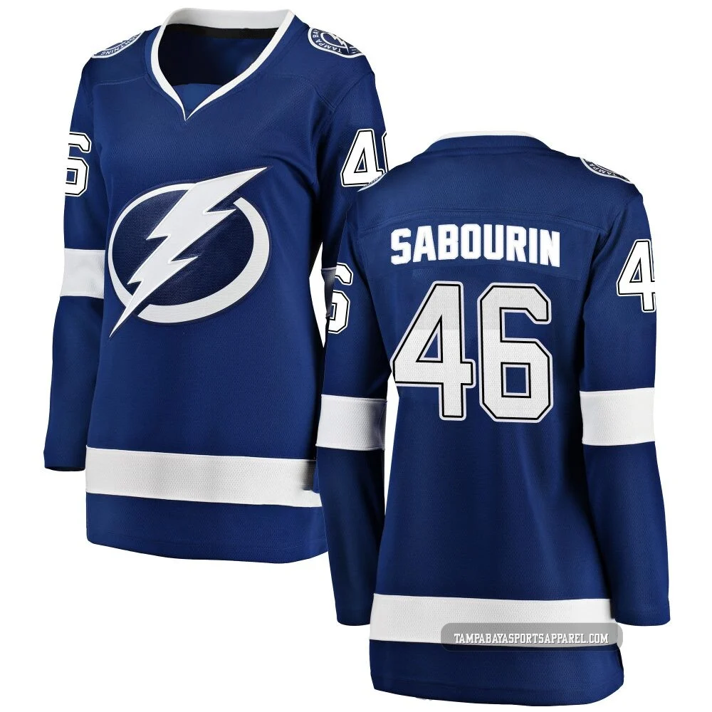 Scott Sabourin ＃46 Tampa Bay Lightning Women's Blue Breakaway Home Jersey