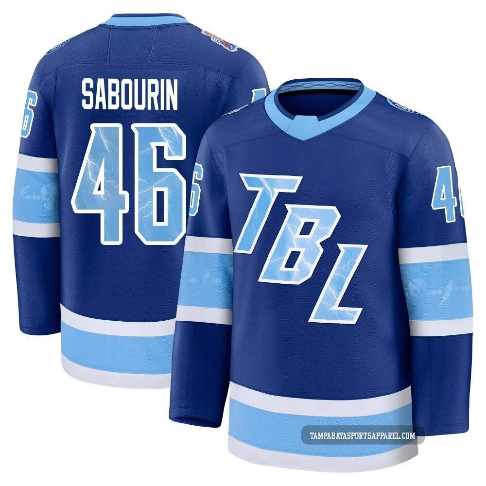 Scott Sabourin ＃46 Tampa Bay Lightning Youth Blue Premium 2026 Stadium Series Jersey