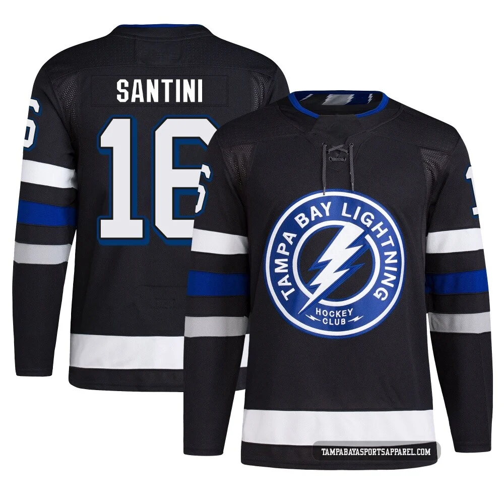 Steven Santini ＃16 Tampa Bay Lightning Men's Black Authentic Alternate Primegreen Jersey