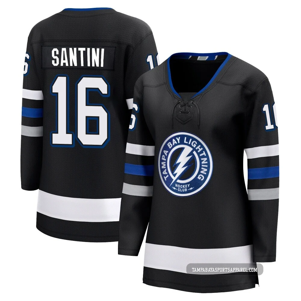 Steven Santini ＃16 Tampa Bay Lightning Women's Black Premier Breakaway Alternate Jersey
