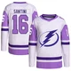 Steven Santini ＃16 Tampa Bay Lightning Youth White/Purple Authentic Hockey Fights Cancer Primegreen Jersey