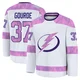 Yanni Gourde ＃37 Tampa Bay Lightning Men's White 2024 Hockey Fights Cancer Practice Premium Jersey