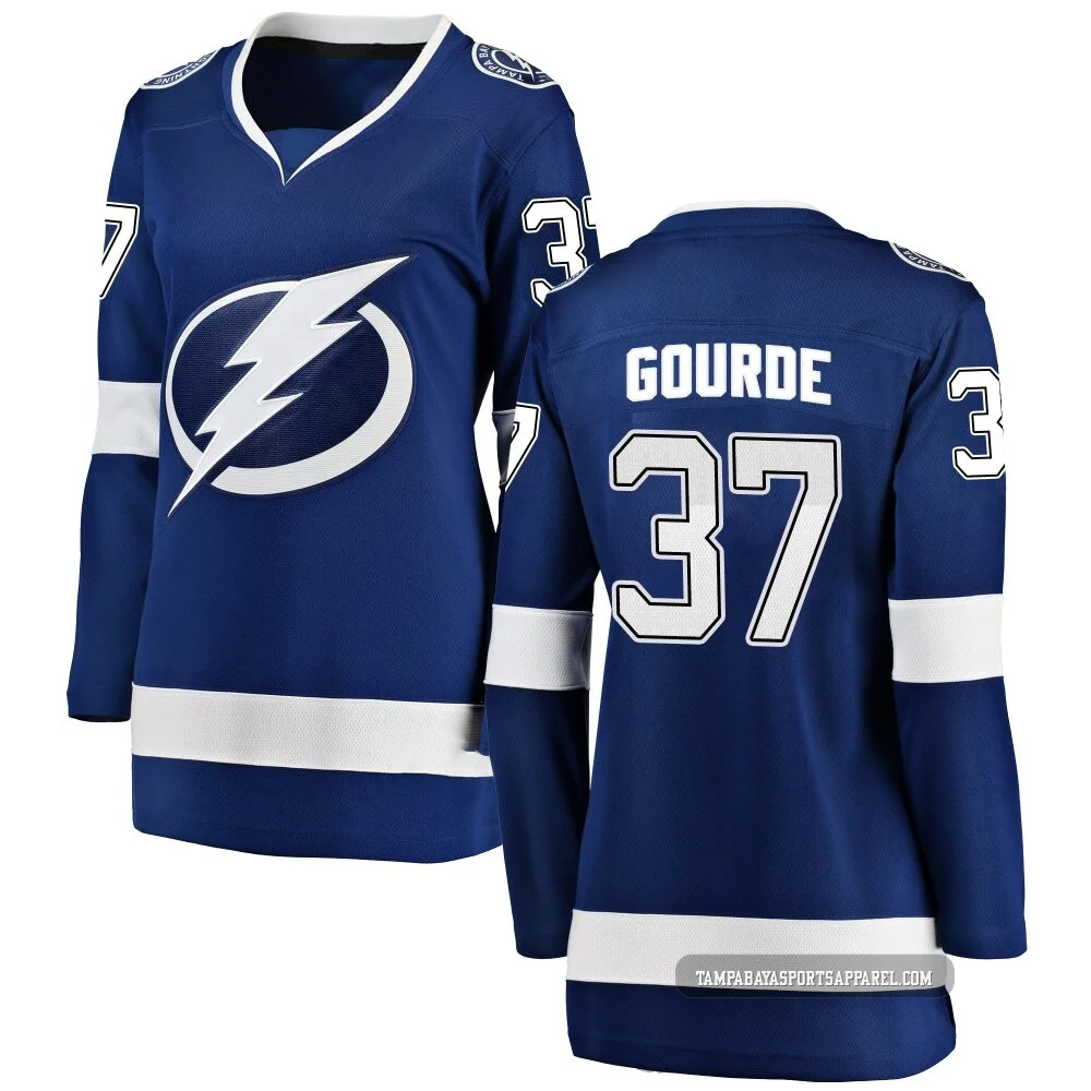 Yanni Gourde ＃37 Tampa Bay Lightning Women's Blue Breakaway Home Jersey