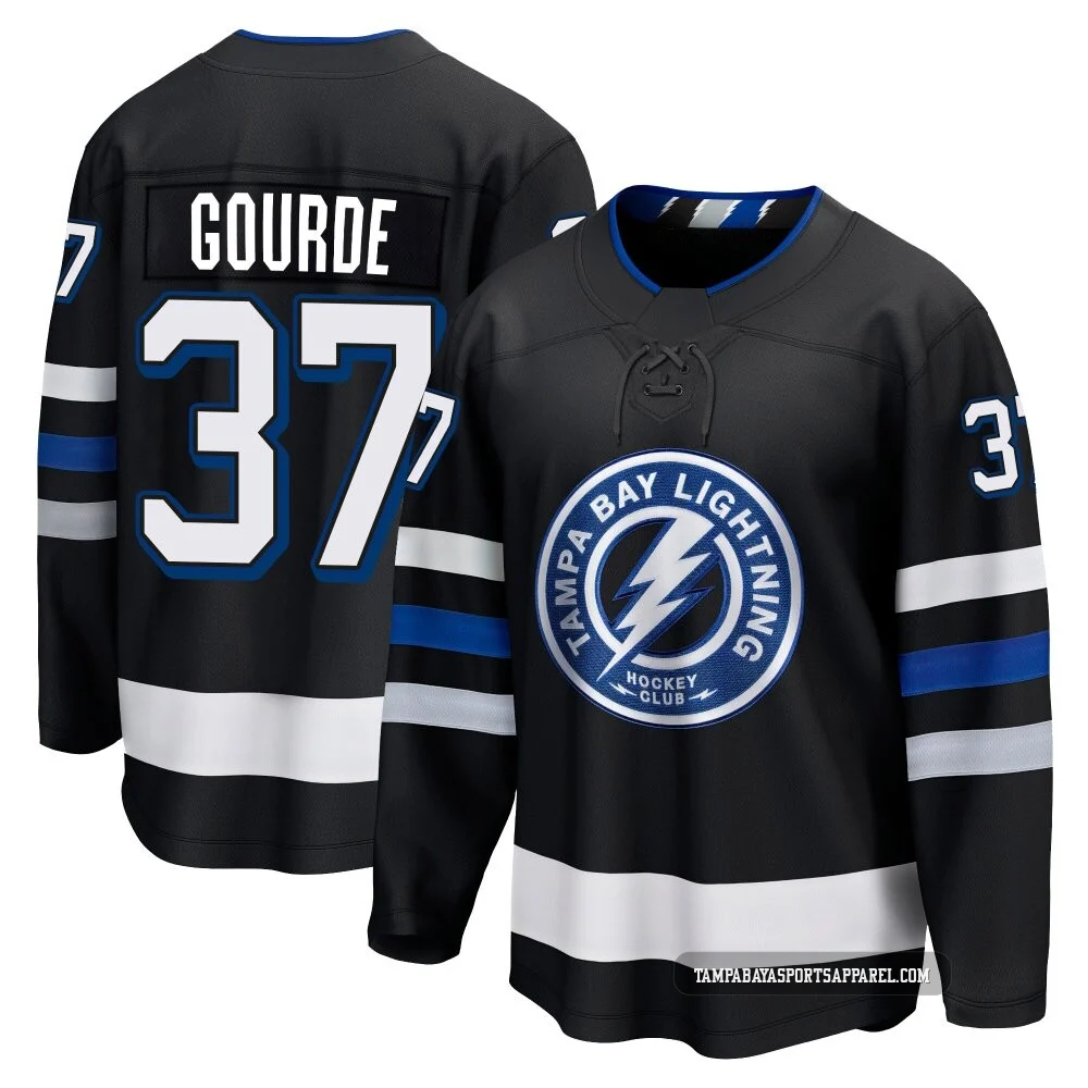 Yanni Gourde ＃37 Tampa Bay Lightning Youth Black Premier Breakaway Alternate Jersey
