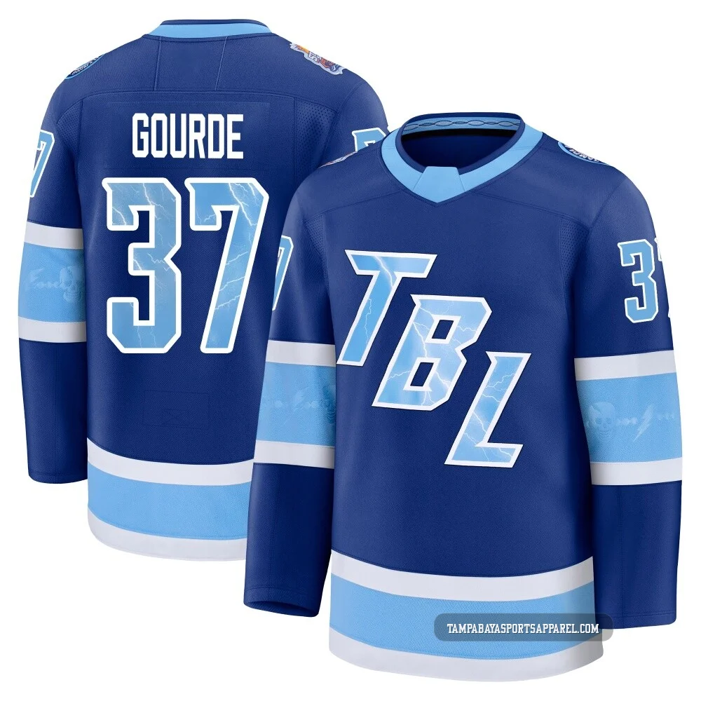 Yanni Gourde ＃37 Tampa Bay Lightning Youth Blue Premium 2026 Stadium Series Jersey